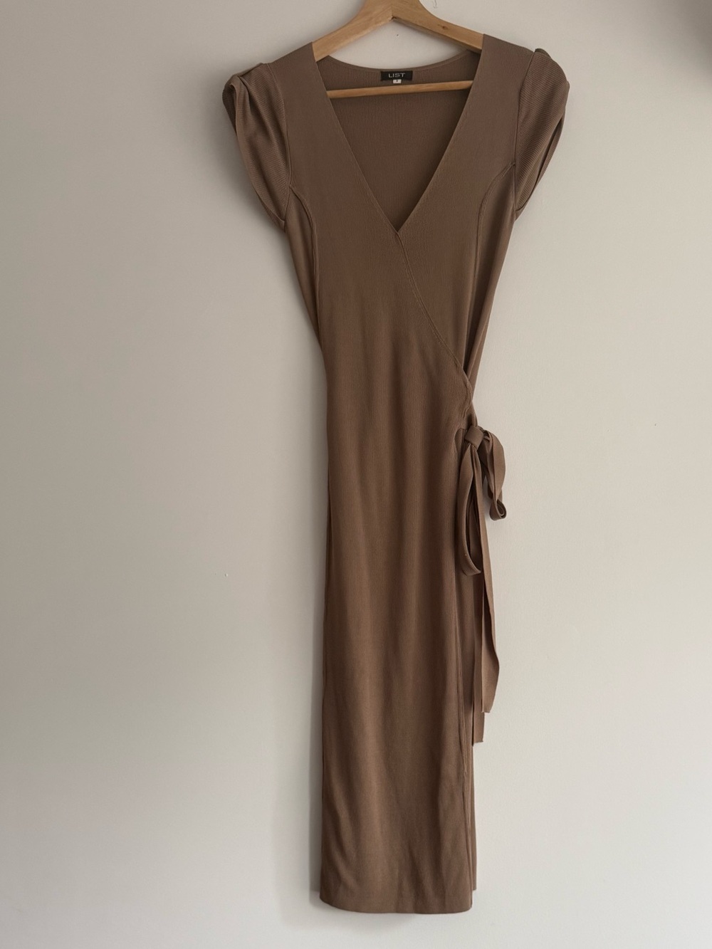LIST Ribbed Knit Wrap Knit Dress